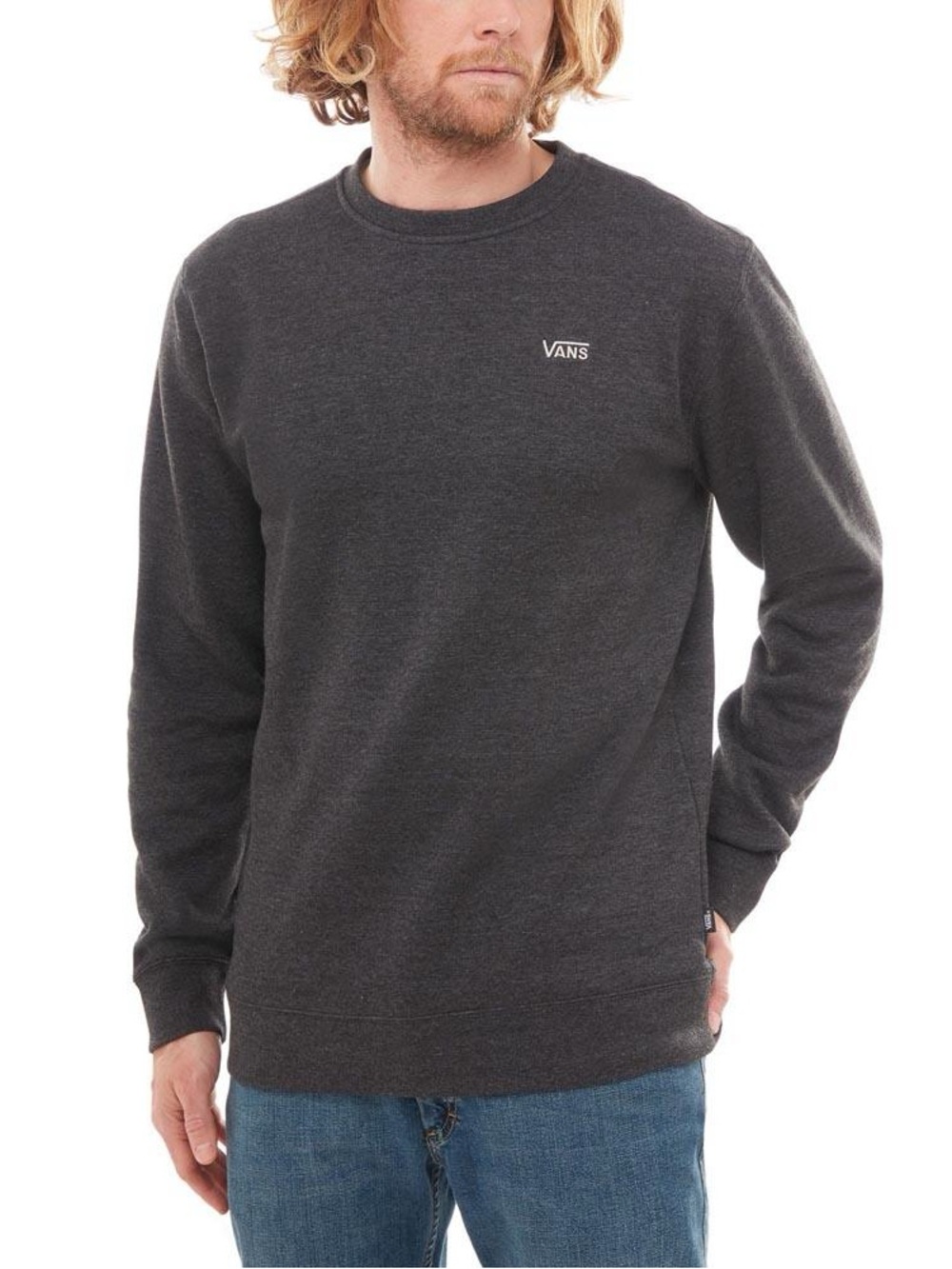 Vans - Men's Dark Charcoal Grey Basic Crewneck Sweatshirt, Size Small